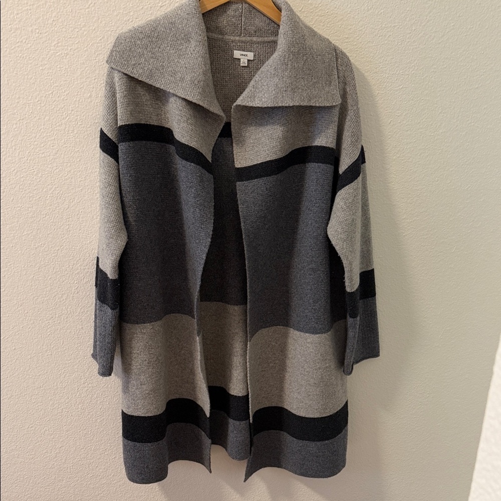 Vince Gray and Black Striped Cardigan